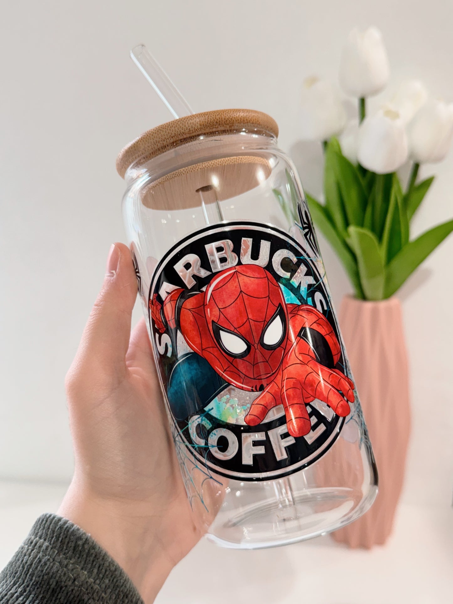 PEGATINA UV DTF PARA TAZAS 16Oz STARBUCKS SPIDERMAN