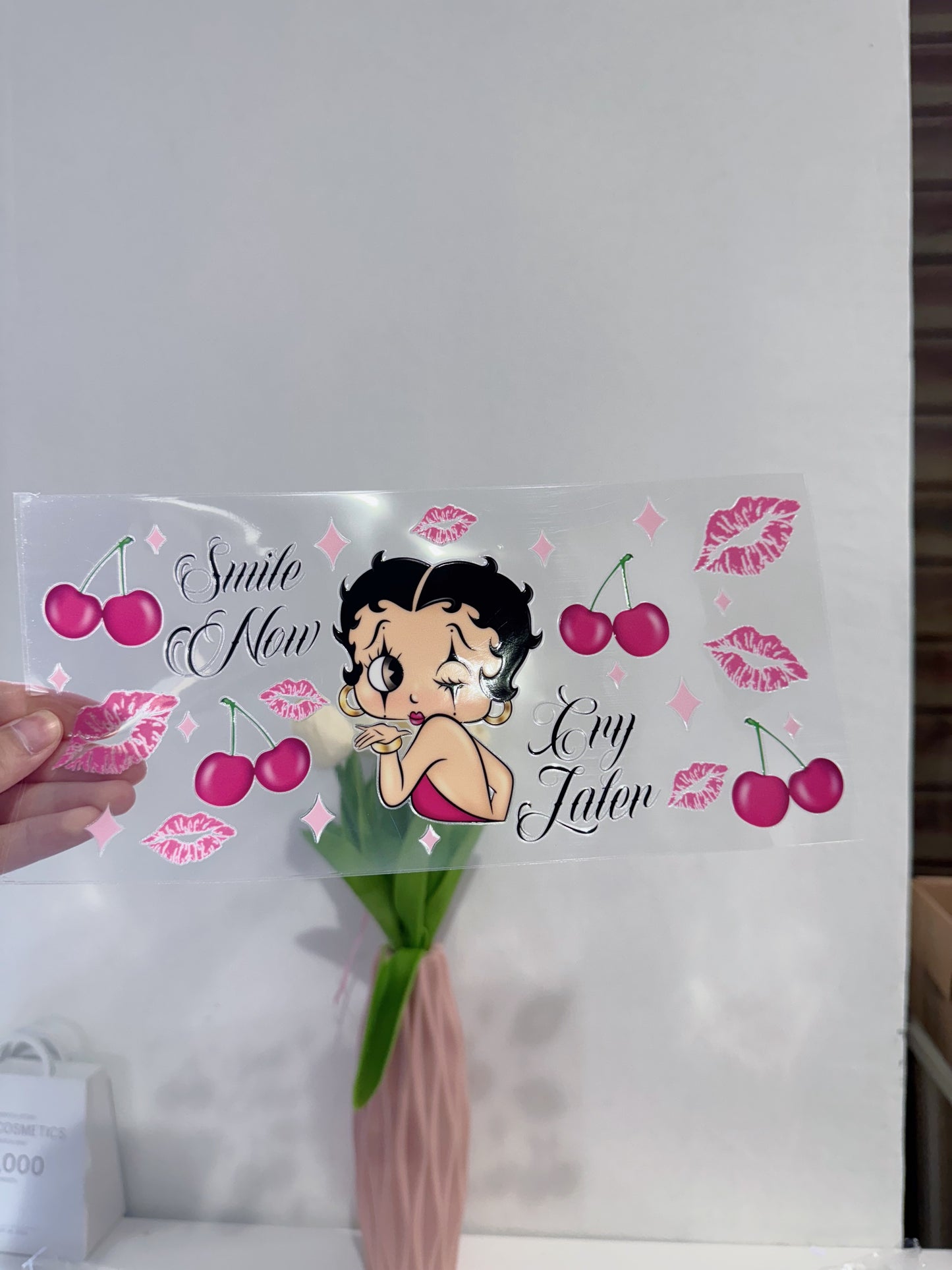 PEGATINA UV DTF PARA TAZAS 16Oz BETTY BOOP