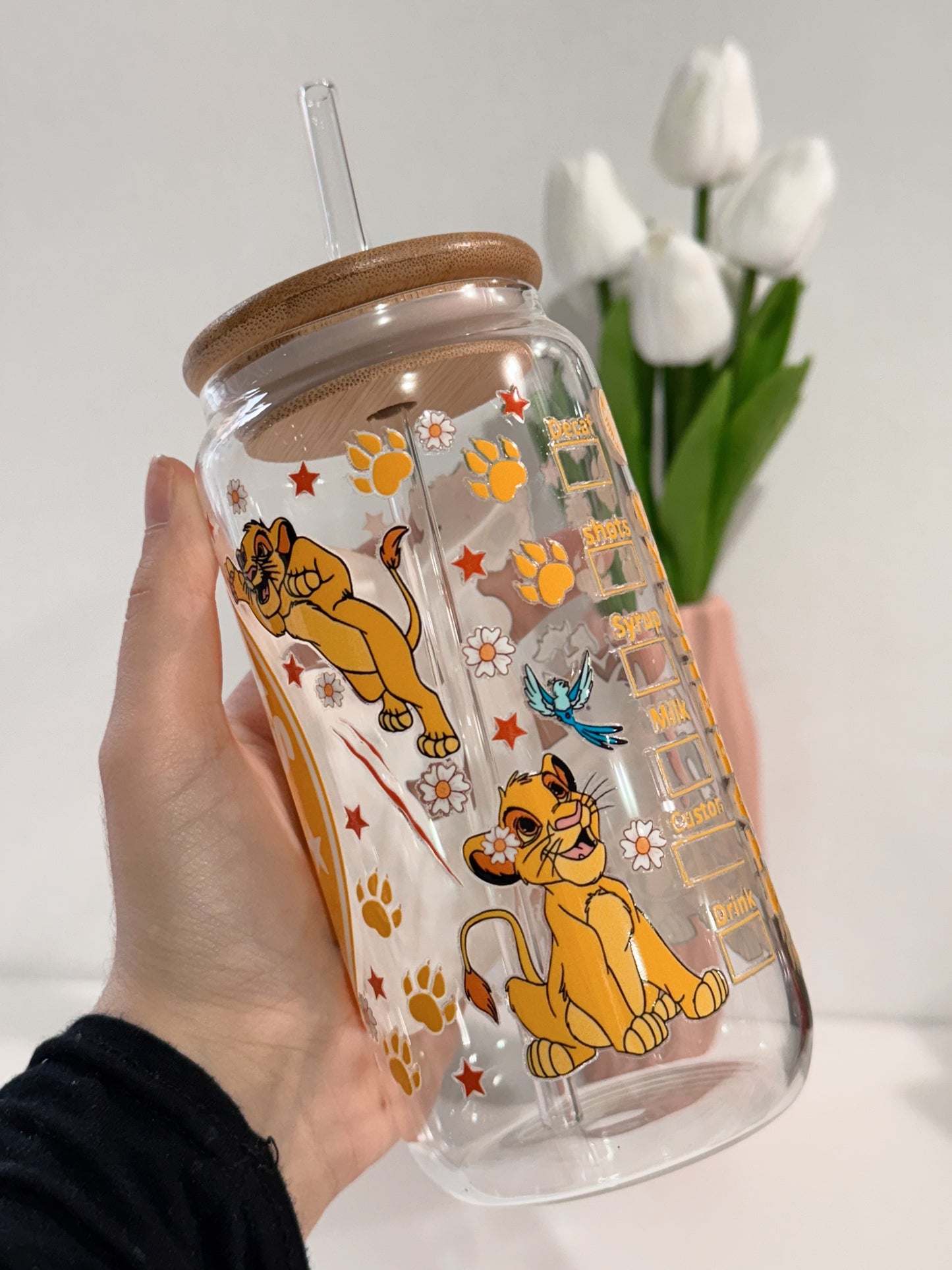PEGATINA UV DTF PARA TAZAS 16Oz STARBUCKS REY LEON