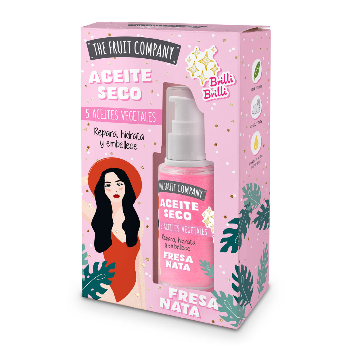 ACEITE SECO FRESA NATA GLITTER 50ML - THE FRUIT COMPANY