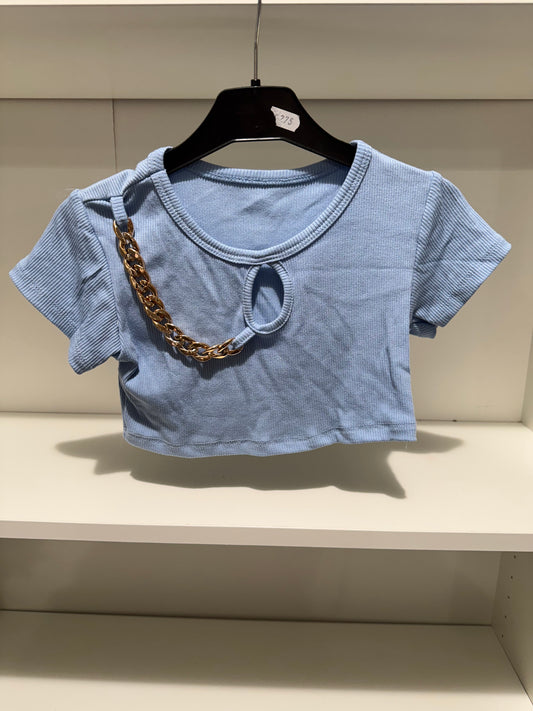 TOP AZUL CON CADENA NIÑA