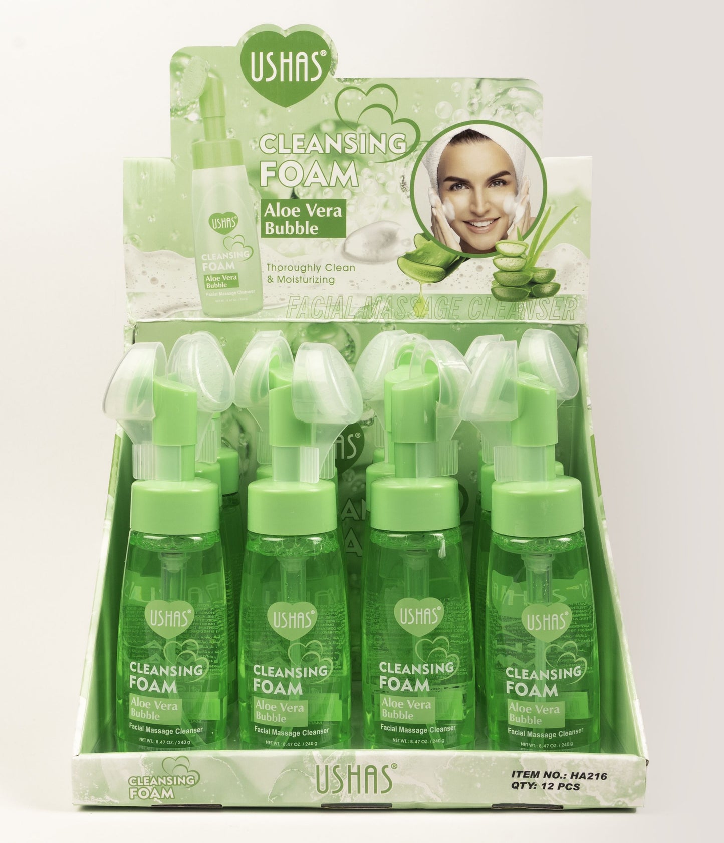 LIMPIADOR FACIAL CON CEPILLO DE ALOE VERA - USHAS